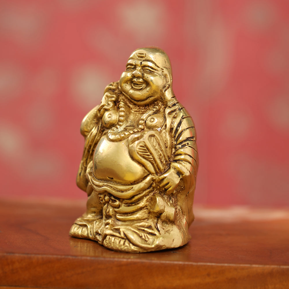 Brass Laughing Buddha Statue (4.5 Inch)