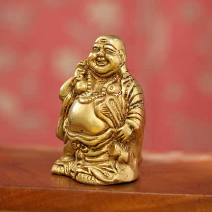 Brass Laughing Buddha Statue (4.5 Inch)