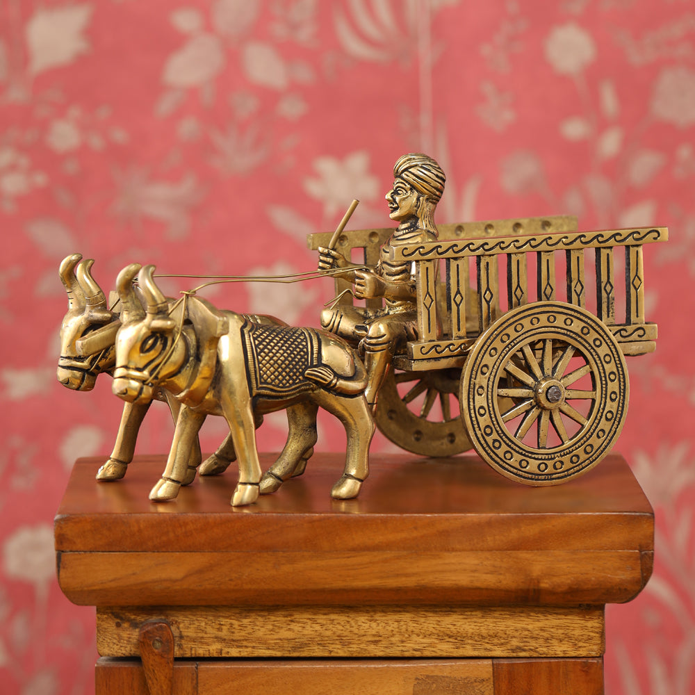 Brass Big Double Bullock Cart (6 Inch)
