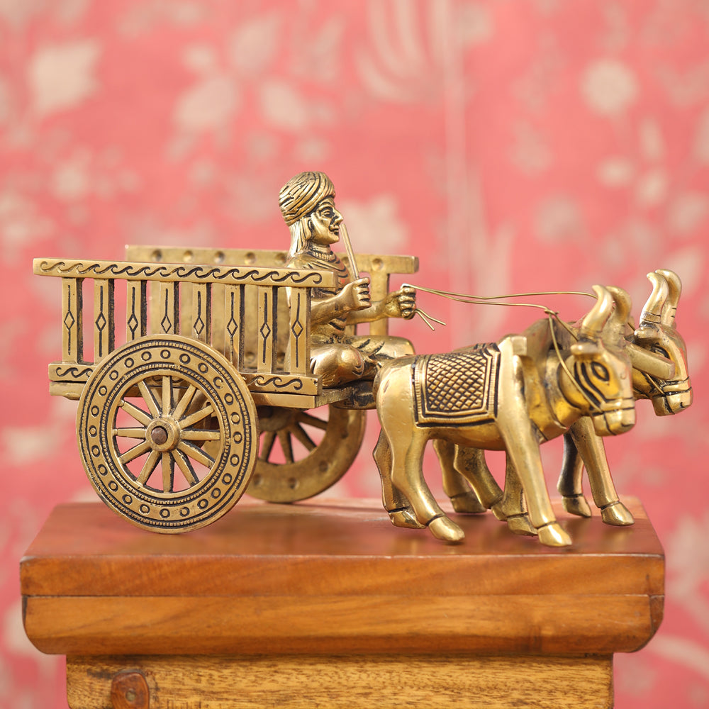 Brass Big Double Bullock Cart (6 Inch)