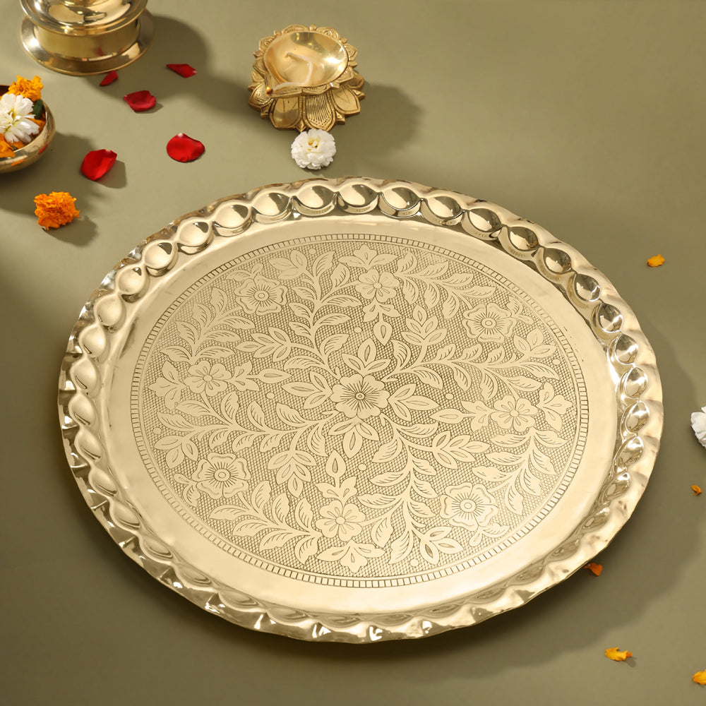 Brass Traditional Pooja Thal (17 Inch)