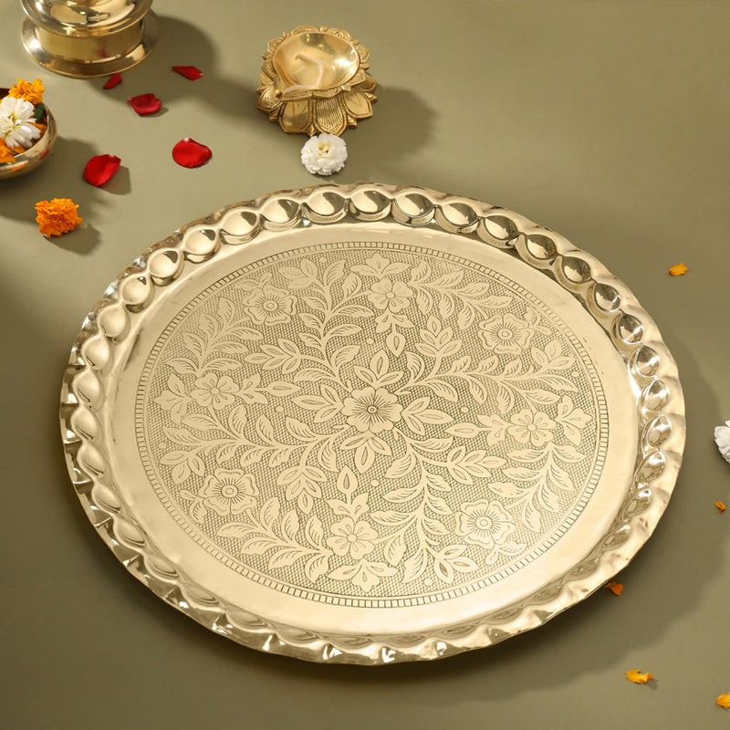 Brass Traditional Pooja Thal (17 Inch)