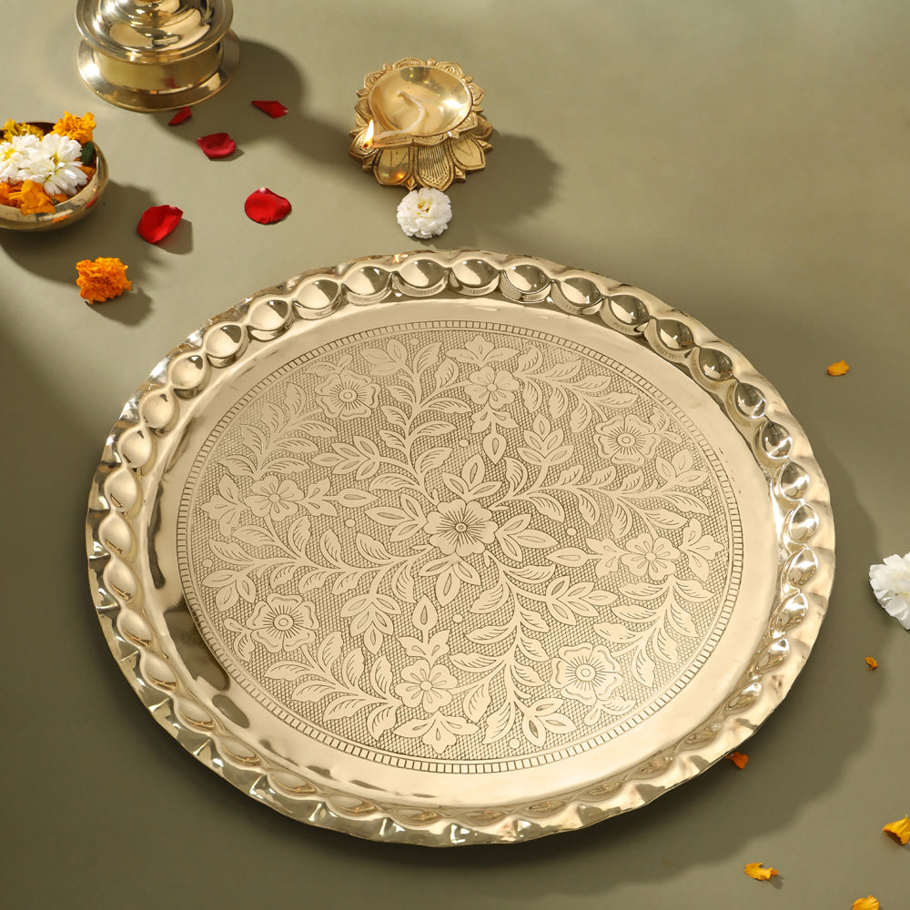 Brass Traditional Pooja Thal (17 Inch)