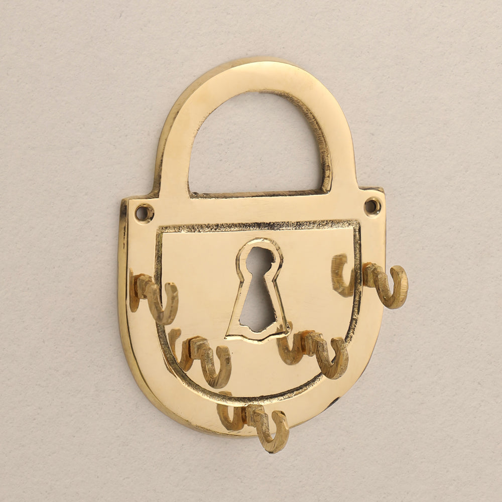 Brass Lock Wall Key Holder (5.5 Inch)