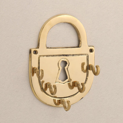 Brass Lock Wall Key Holder (5.5 Inch)