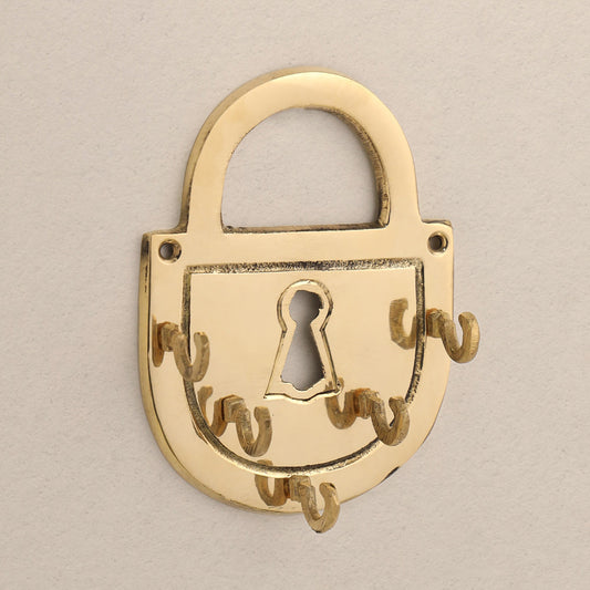 Brass Lock Wall Key Holder (5.5 Inch)