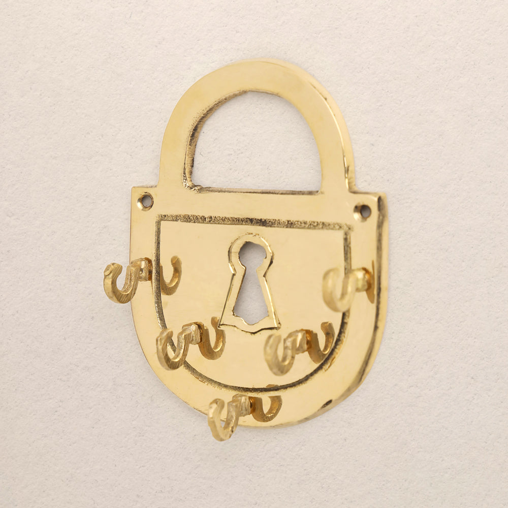 Brass Lock Wall Key Holder (5.5 Inch)