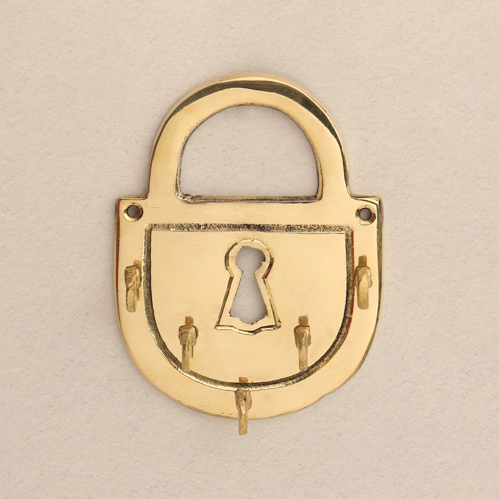 Brass Lock Wall Key Holder (5.5 Inch)