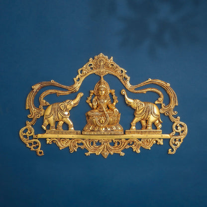 Brass Gaja Lakshmi Wall Hanging (11 Inch)