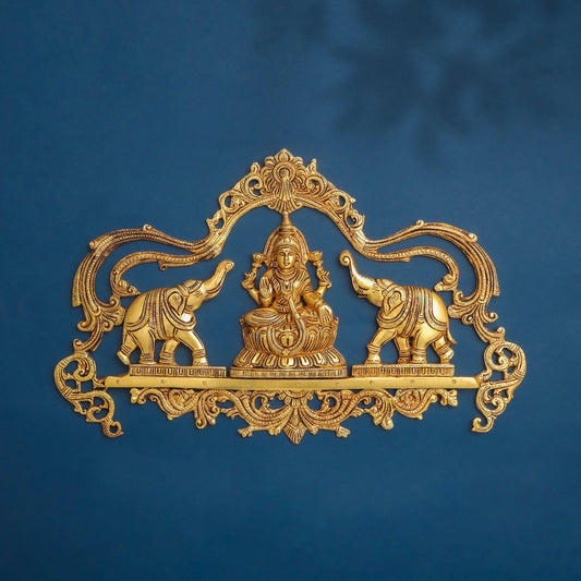 Brass Gaja Lakshmi Wall Hanging (11 Inch)