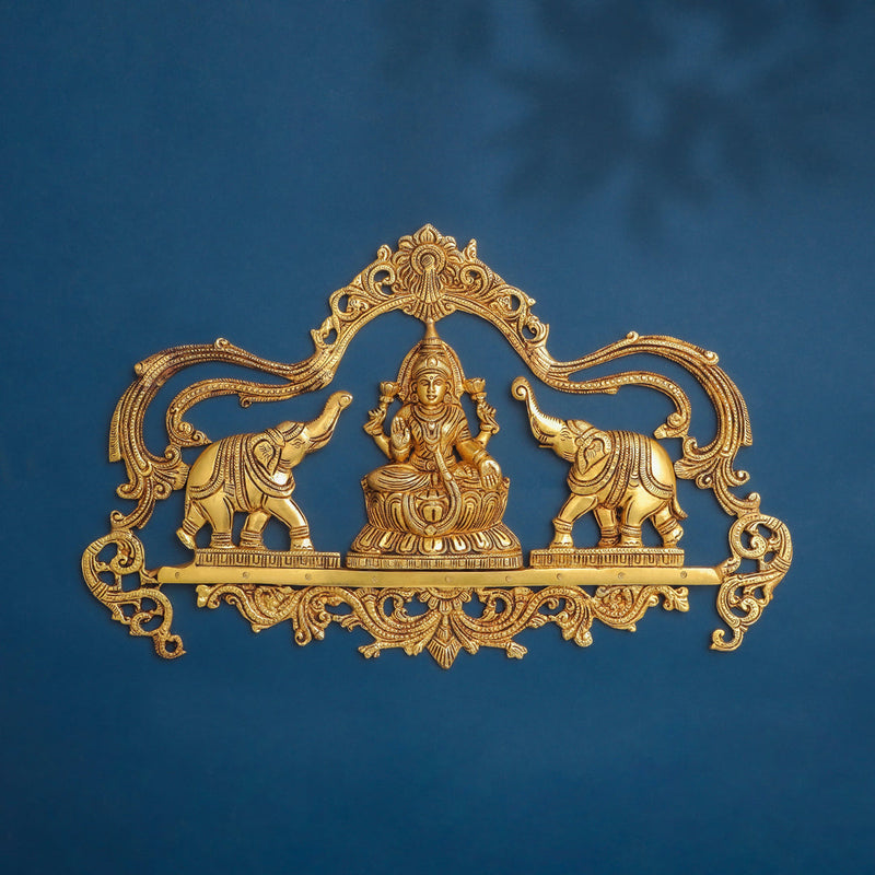 Brass Gaja Lakshmi Wall Hanging (11 Inch)