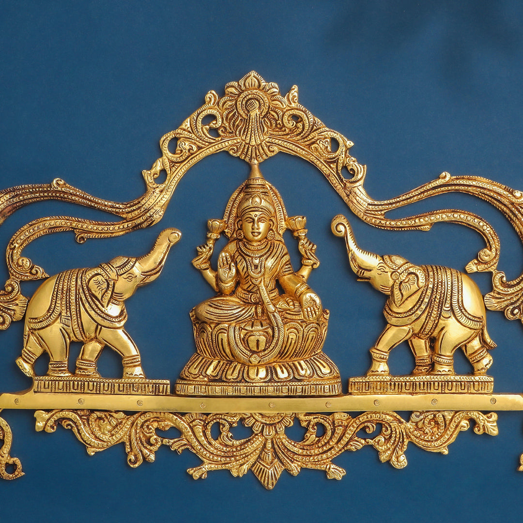Brass Gaja Lakshmi Wall Hanging (11 Inch)