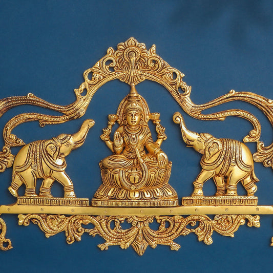 Brass Gaja Lakshmi Wall Hanging (11 Inch)