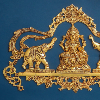 Brass Gaja Lakshmi Wall Hanging (11 Inch)