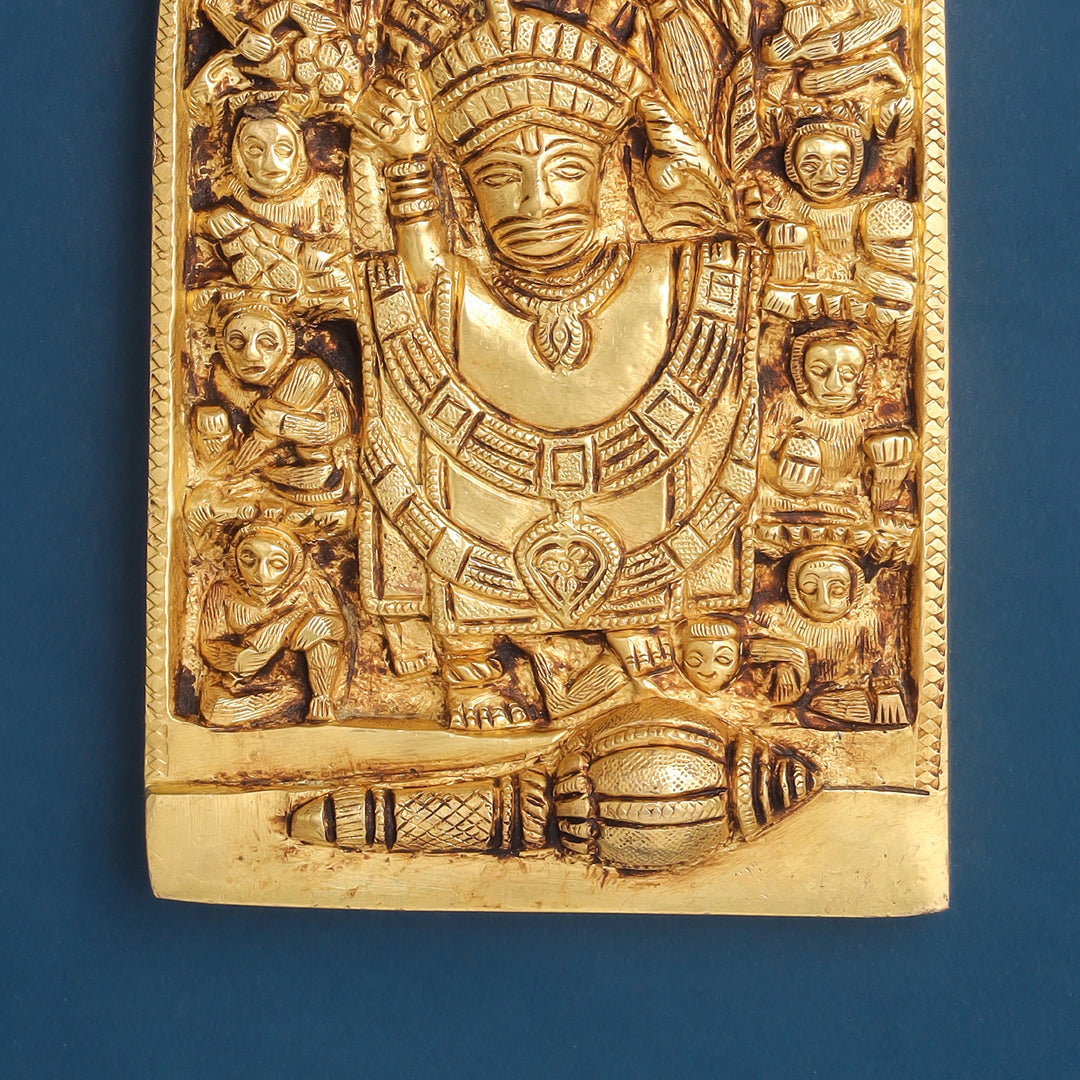 Brass Hanuman Wall Hanging (7.5 Inch)