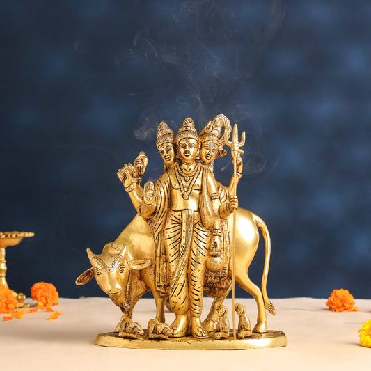 Brass Lord Dattatreya Idol (10.5 Inch)
