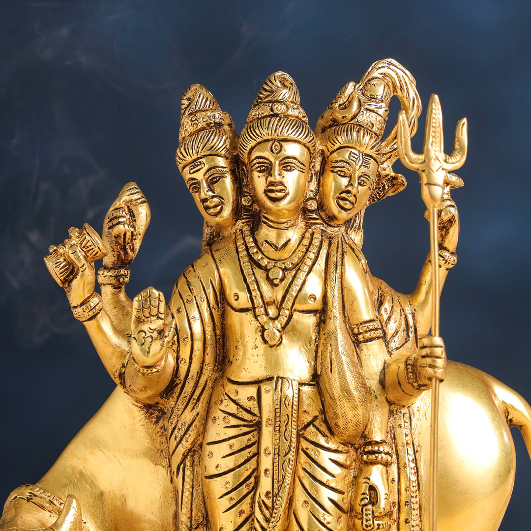 Brass Lord Dattatreya Idol (10.5 Inch)