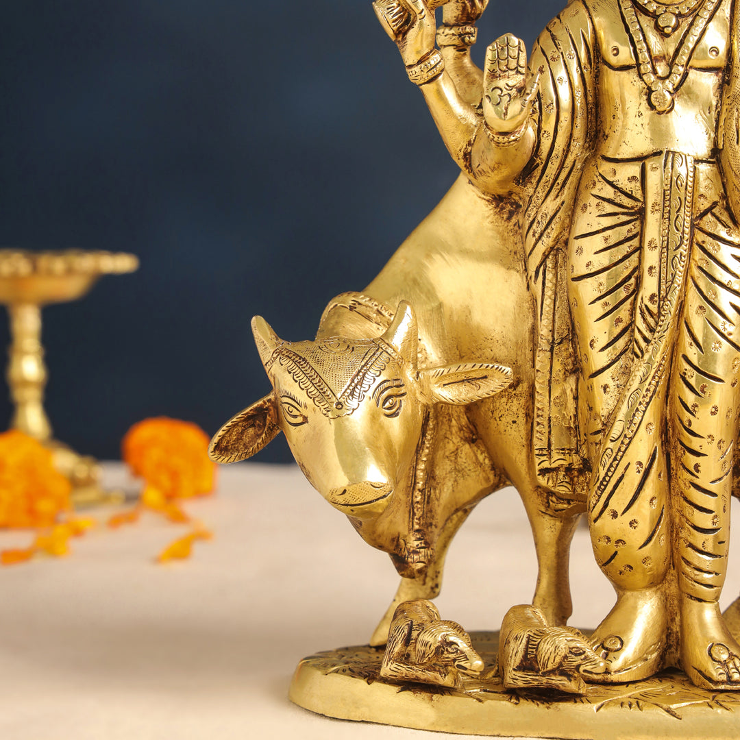Brass Lord Dattatreya Idol (10.5 Inch)