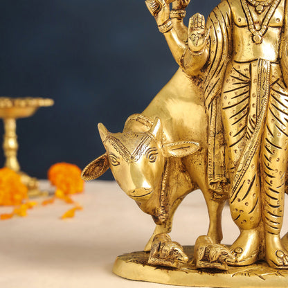 Brass Lord Dattatreya Idol (10.5 Inch)