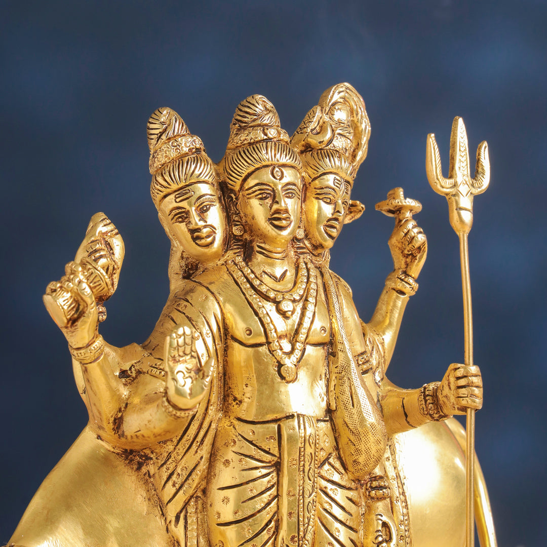 Brass Lord Dattatreya Idol (10.5 Inch)