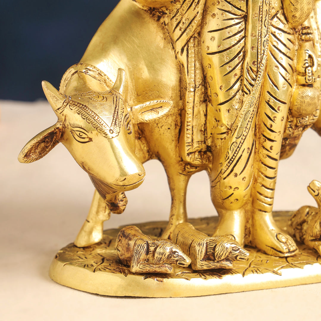 Brass Lord Dattatreya Idol (10.5 Inch)