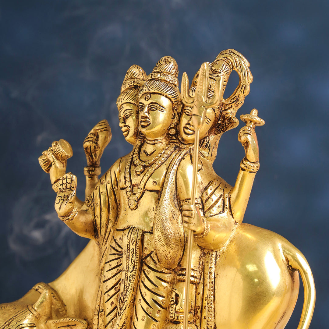 Brass Lord Dattatreya Idol (10.5 Inch)