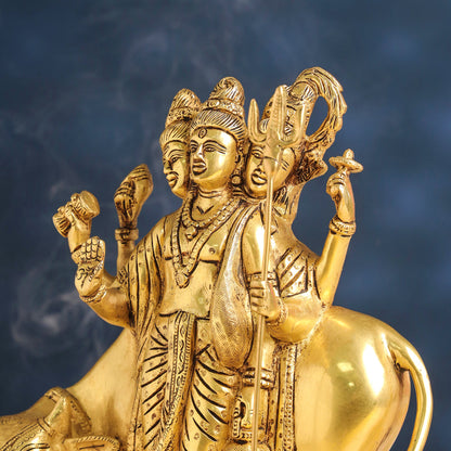 Brass Lord Dattatreya Idol (10.5 Inch)