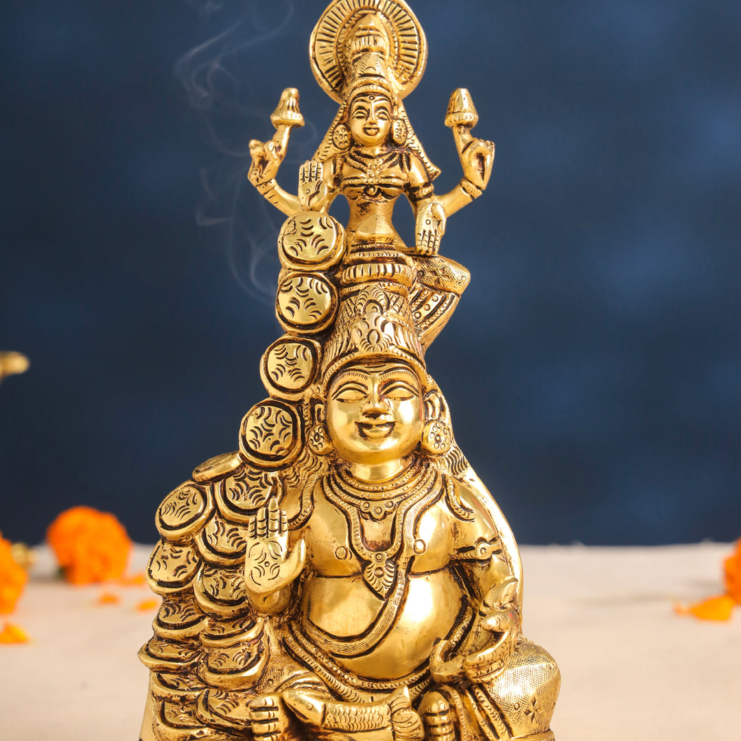 Brass Kuber And Lakshmi Idol (10.5 Inch)