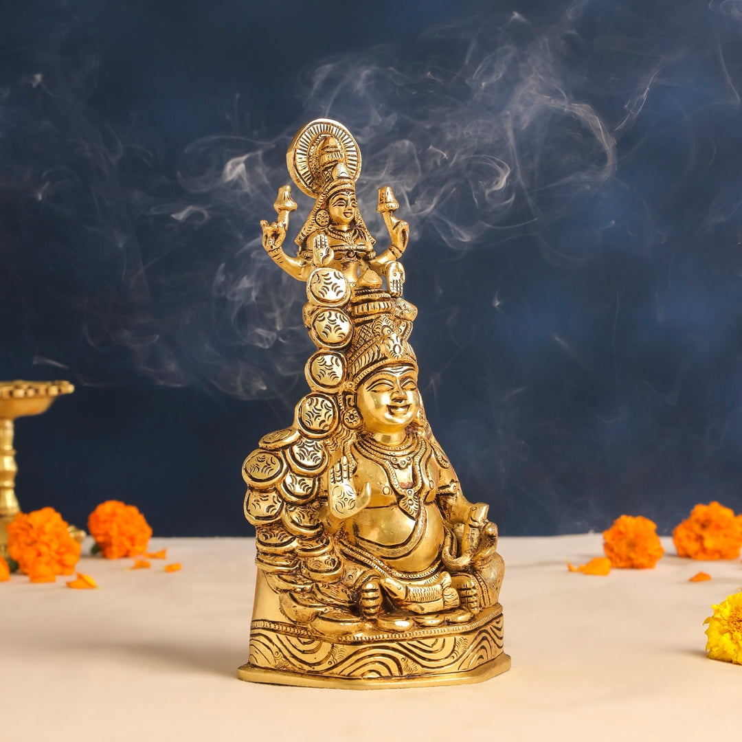 Brass Kuber And Lakshmi Idol (10.5 Inch)