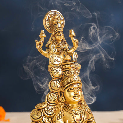 Brass Kuber And Lakshmi Idol (10.5 Inch)