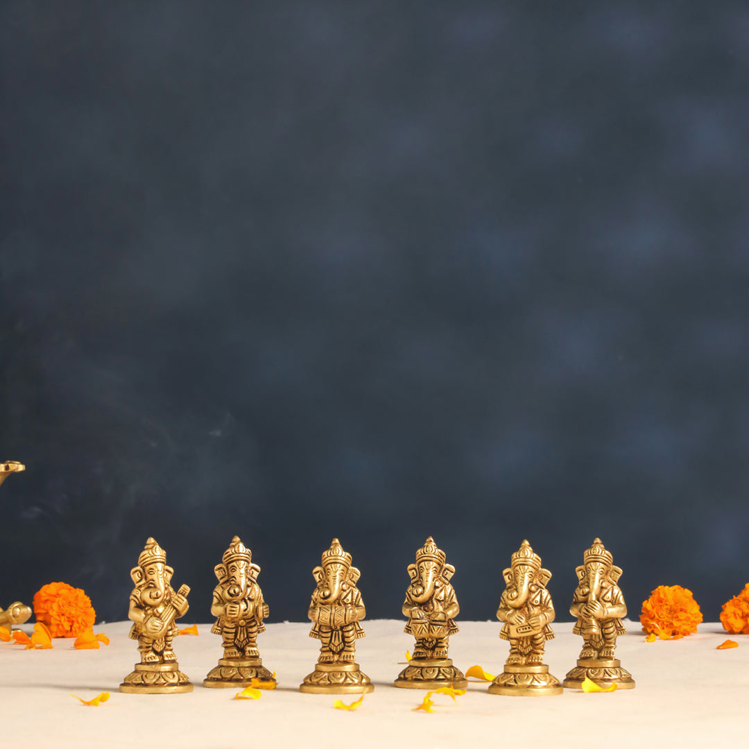 Brass Musical Ganesha Set (3.2 Inch)