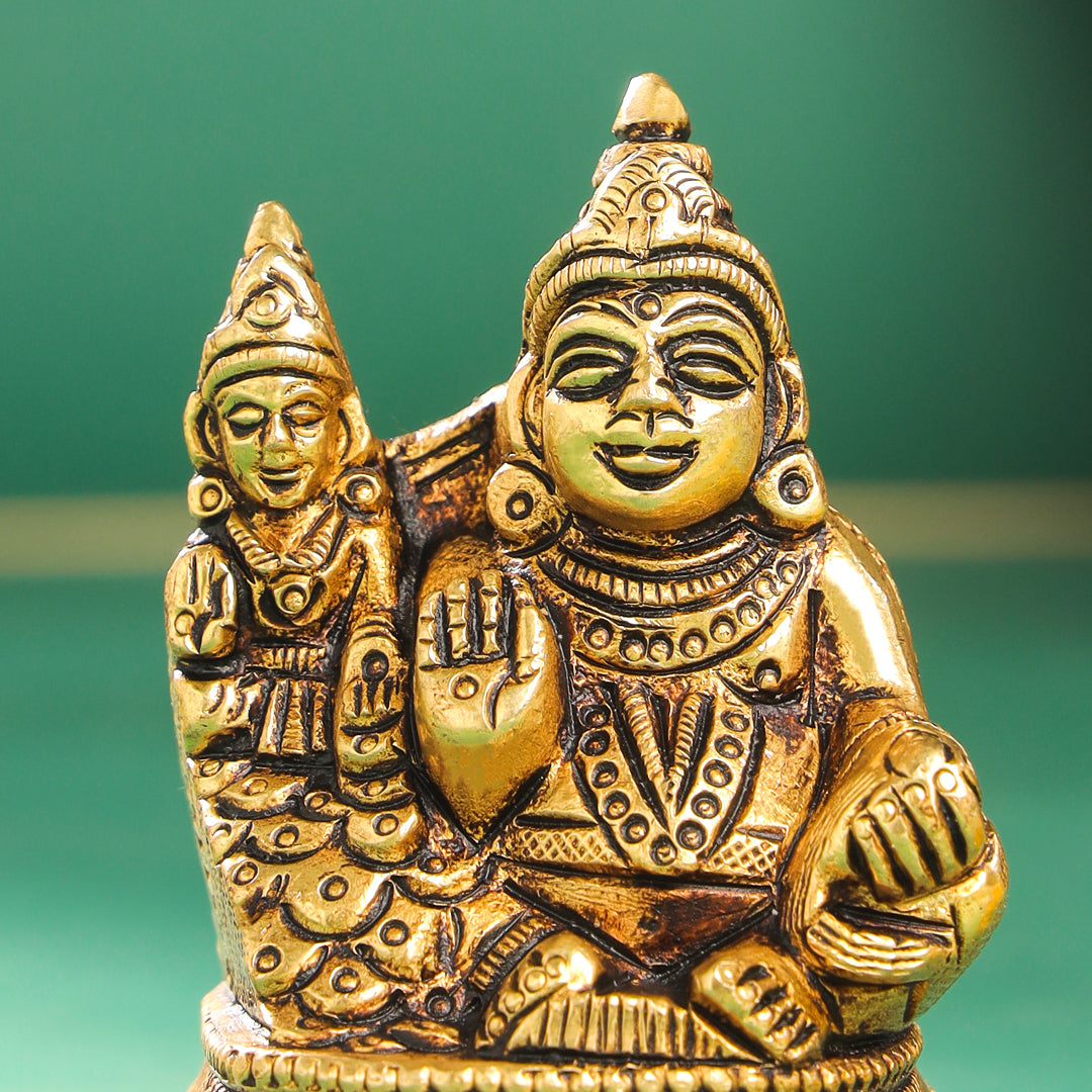 Brass Kuber And Lakshmi Idol (3 Inch)