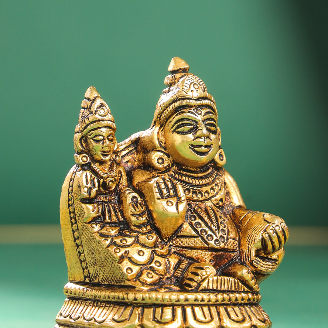 Brass Kuber And Lakshmi Idol (3 Inch)