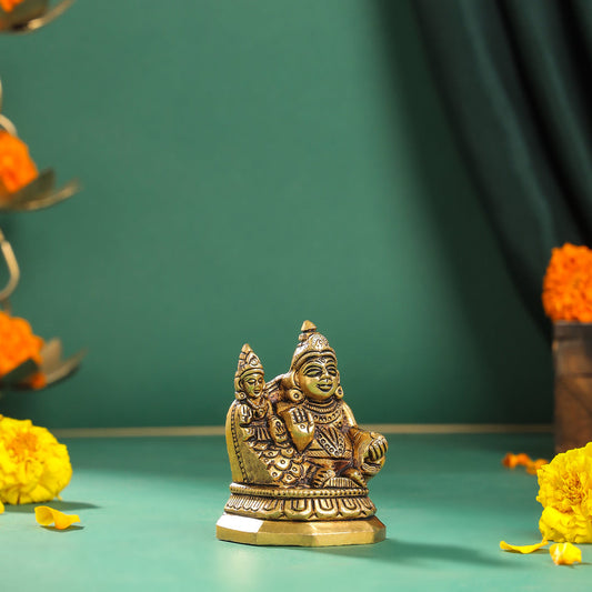 Brass Kuber And Lakshmi Idol (3 Inch)