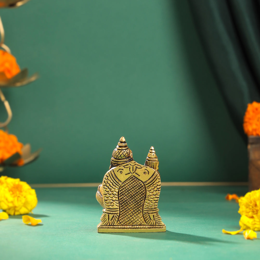Brass Kuber And Lakshmi Idol (3 Inch)