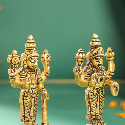 Brass Vishnu Lakshmi Set (4.5 Inch)