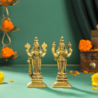 Brass Vishnu Lakshmi Set (4.5 Inch)