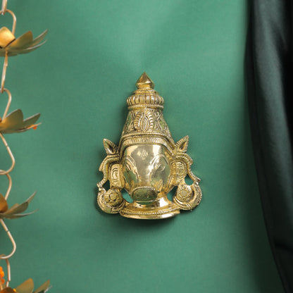 Brass Varaha Face Wall Hanging (6.5 Inch)