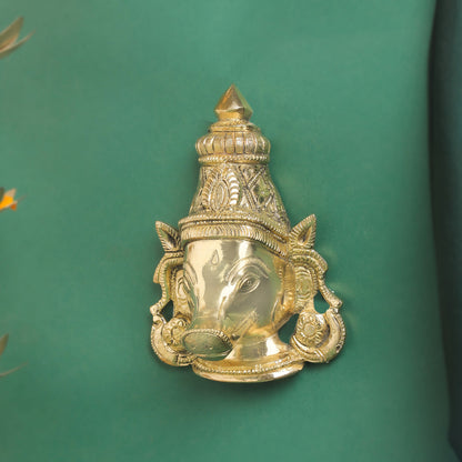 Brass Varaha Face Wall Hanging (6.5 Inch)