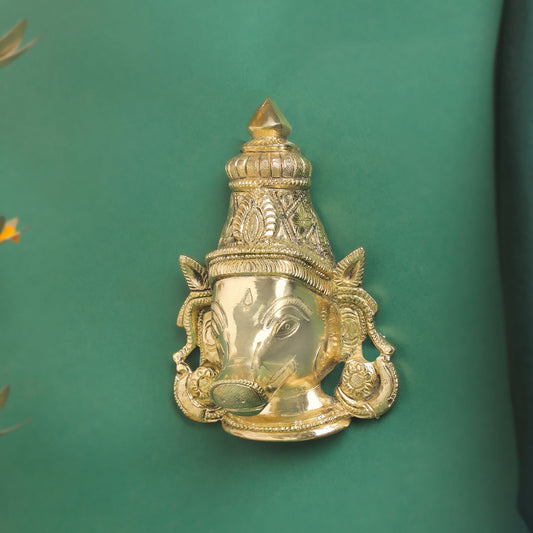 Brass Varaha Face Wall Hanging (6.5 Inch)