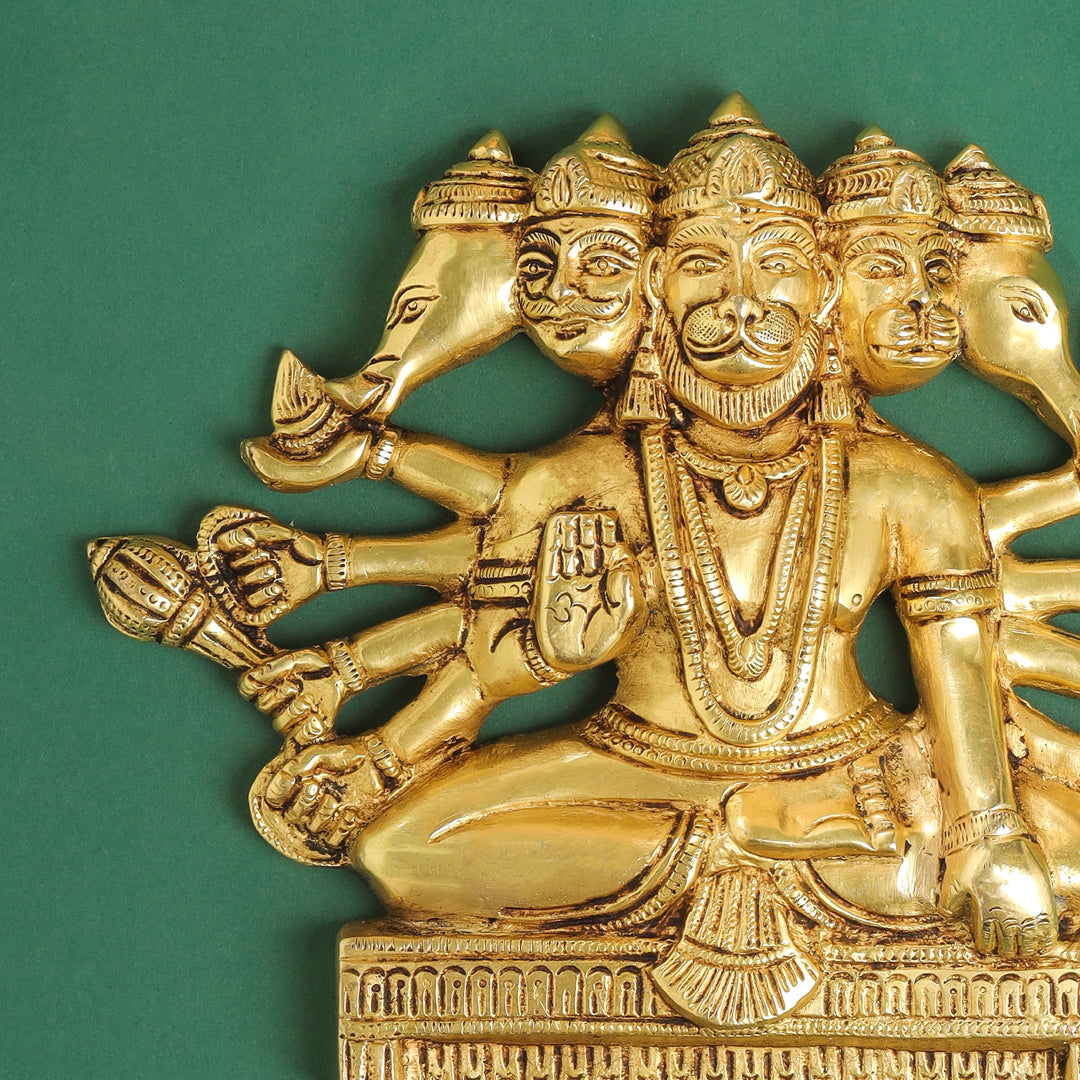 Brass Panchmukhi Hanuman Wall Hanging (6.2 Inch)