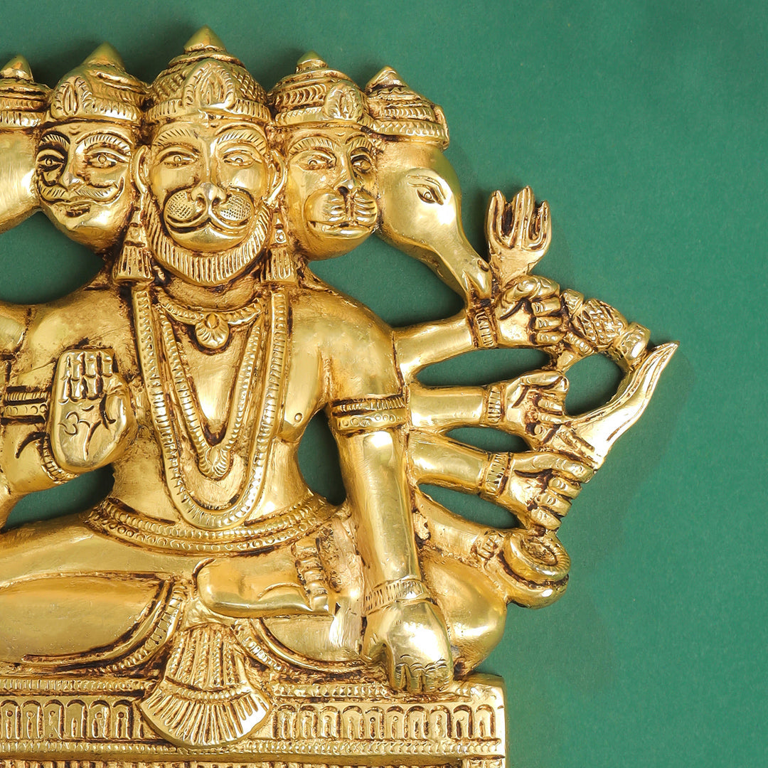 Brass Panchmukhi Hanuman Wall Hanging (6.2 Inch)