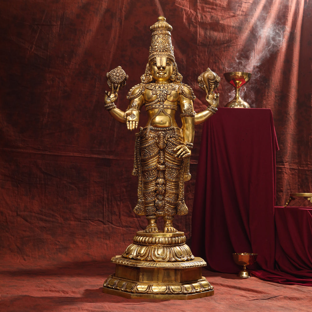 Brass Tirupati Balaji/Venkateshwar Statue (41 Inch)
