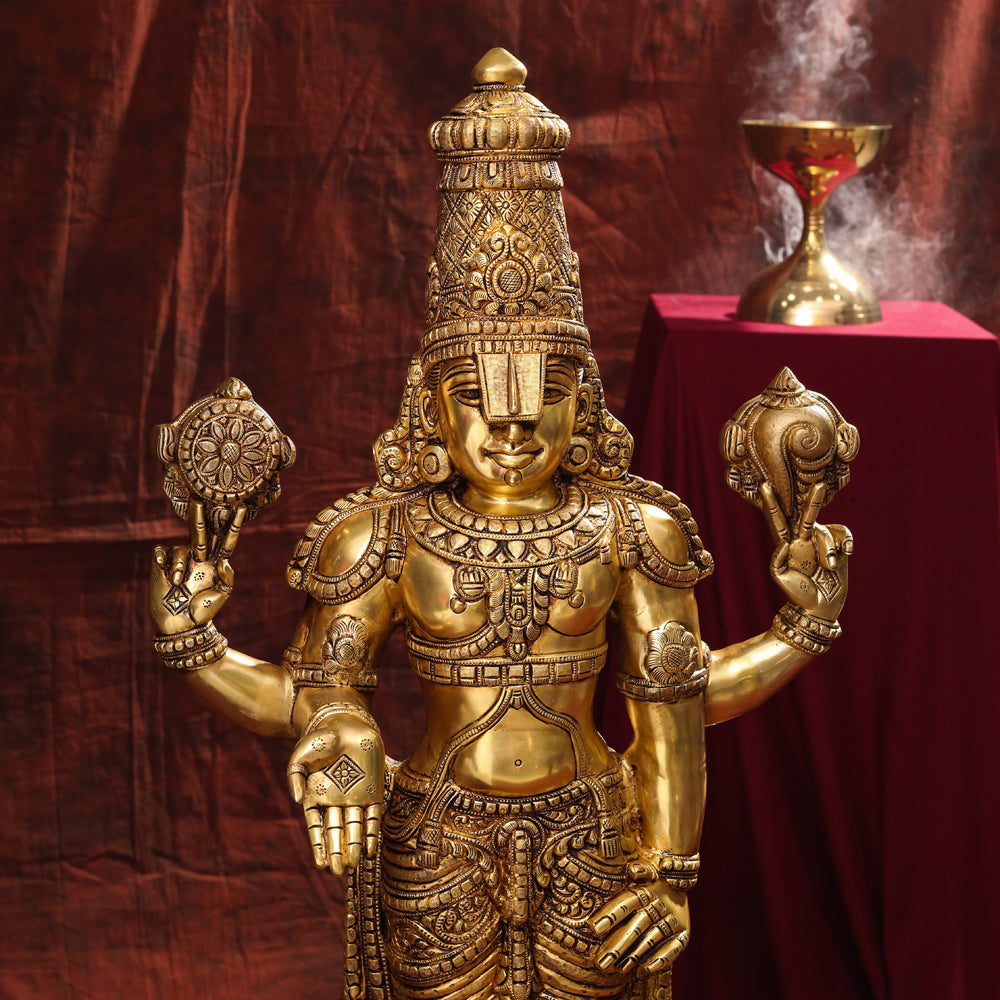 Brass Tirupati Balaji/Venkateshwar Statue (41 Inch)