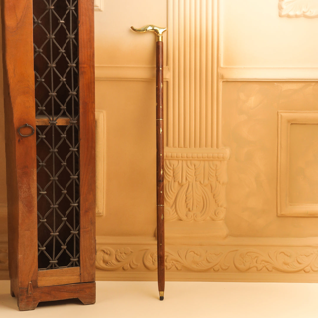 Brass Wooden Walking Stick (37 Inch)