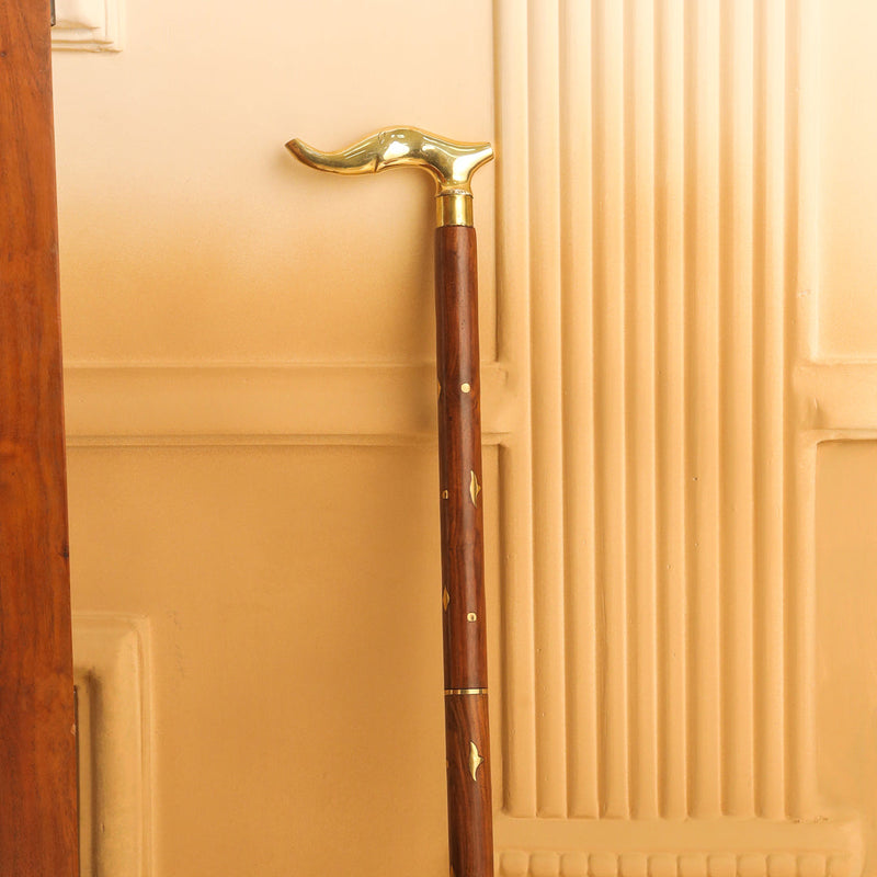 Brass Wooden Walking Stick (37 Inch)