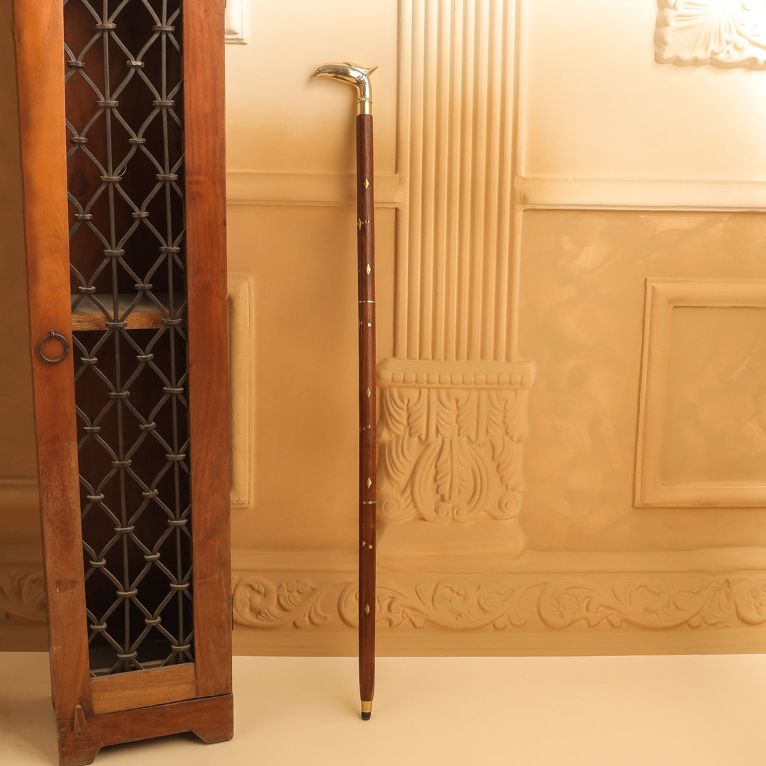 Brass Wooden Walking Stick (37 Inch)