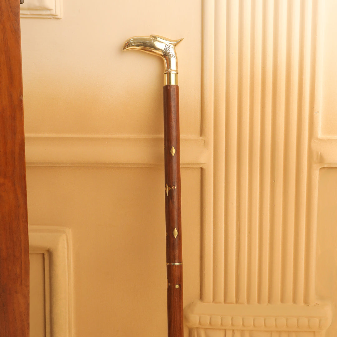 Brass Wooden Walking Stick (37 Inch)