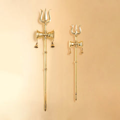 Brass Shiva's Damru Trishul With Bell