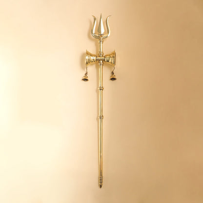 Brass Shiva's Damru Trishul With Bell